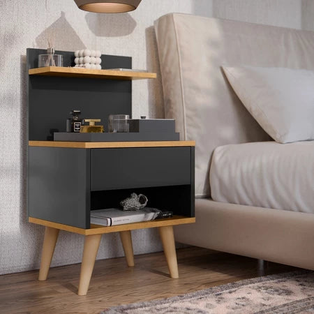 Mesa de Cabeceira com Gaveta Sleep, Nicho e Prateleira