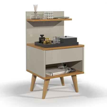 Mesa de Cabeceira com Gaveta, Nicho e Prateleira