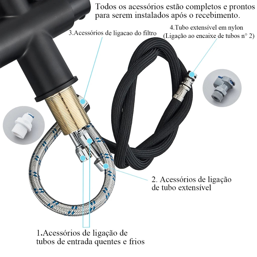Torneira Gourmet Monocomando Dupla Função Filtro Integrado + Jato Extensível