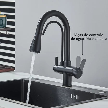 Torneira Gourmet Monocomando Dupla Função Filtro Integrado + Jato Extensível