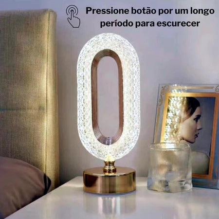 Luminária de Mesa LED Cristal Luxo – Design Sofisticado e Iluminação Personalizada