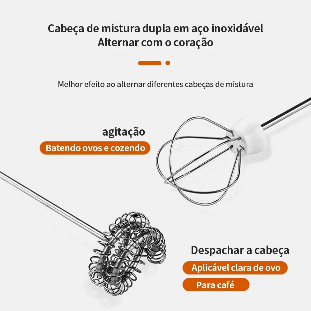 Batedor e Misturador Mixer Elétrico 2 em 1 – Alta Performance + Carregamento USB