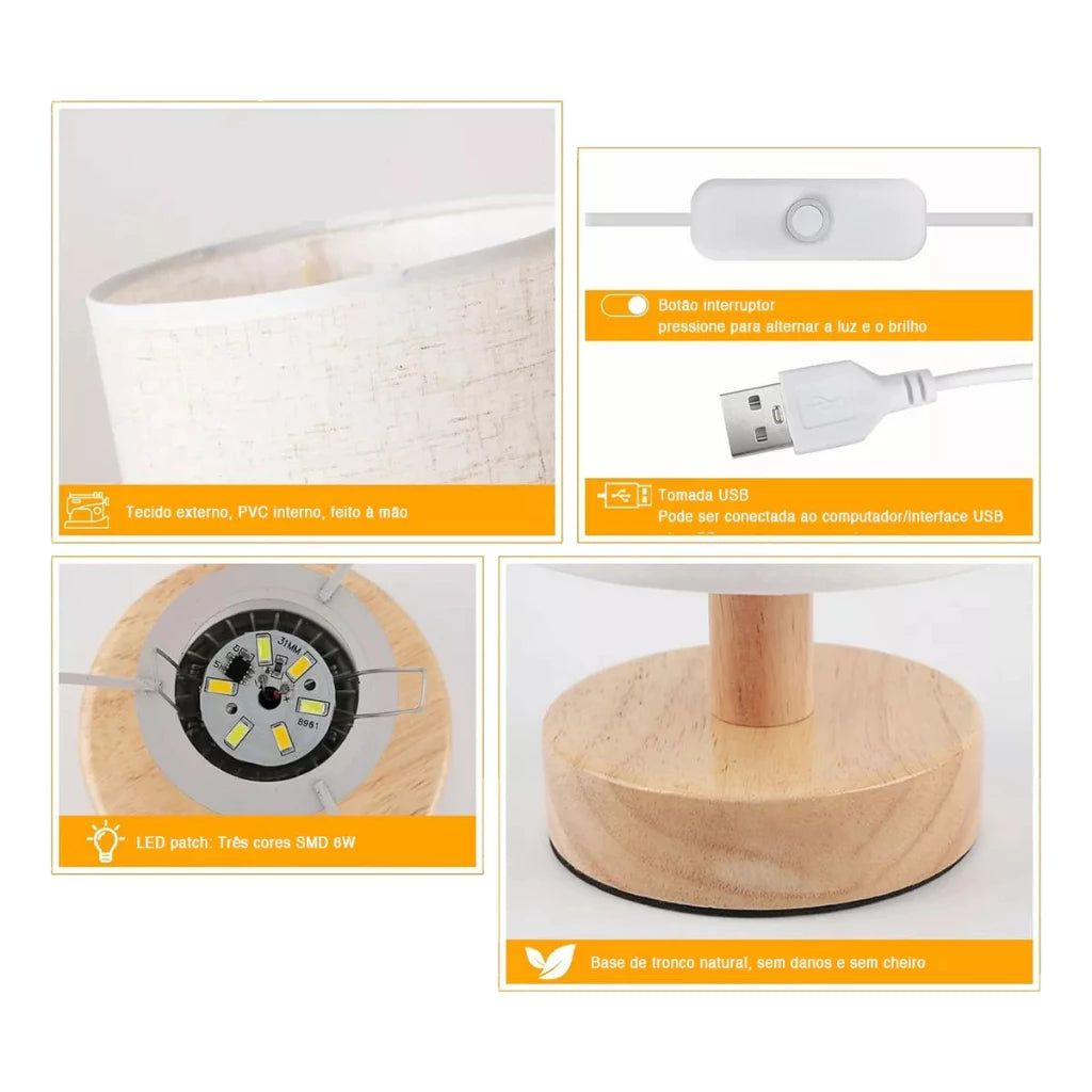 Luminária de Mesa Cúpula Linho – Sofisticação Natural e Aconchegante