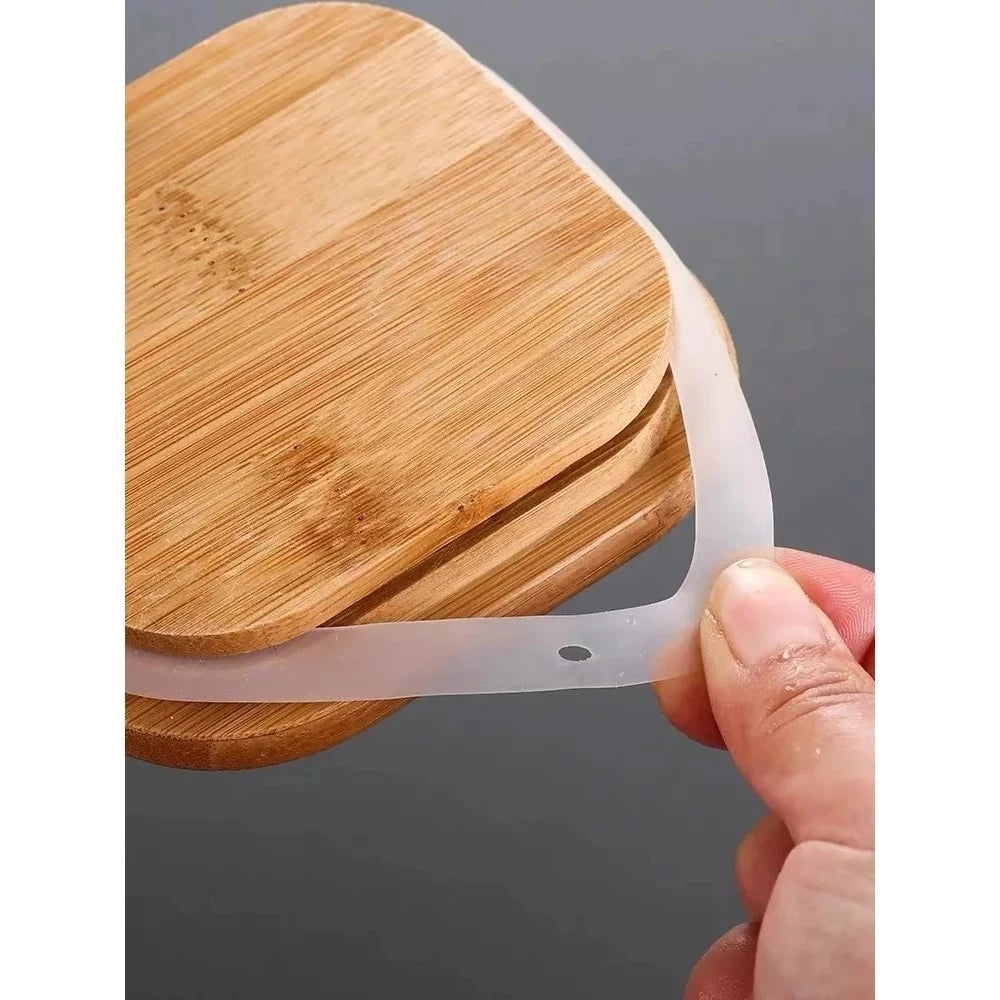 Kit 3 Potes de Vidro Herméticos com Tampa e Colher de Bambu | Organização prática