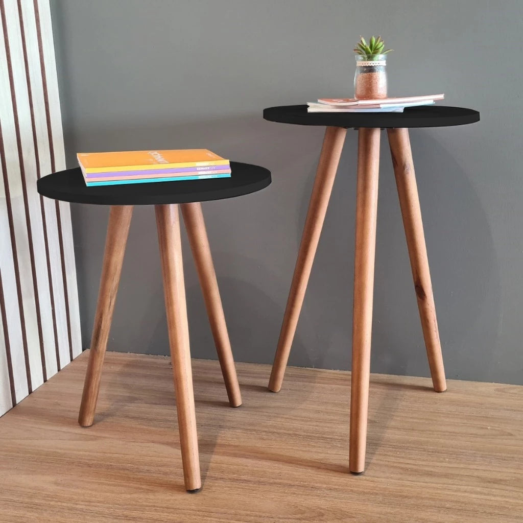 Conjunto de Mesas Laterais em Madeira – Sofisticação e Praticidade