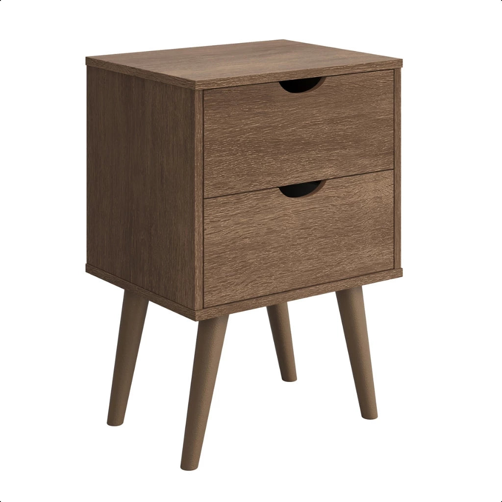 Mesa de Cabeceira Retrô com 2 Gavetas Usinadas