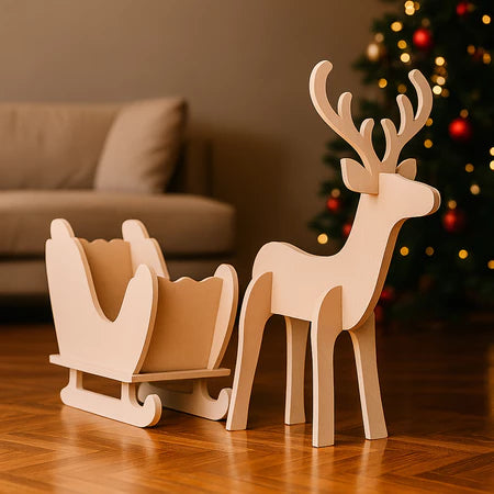 Rena Decorativa de Natal com Trenó Encanto e Magia para sua Casa