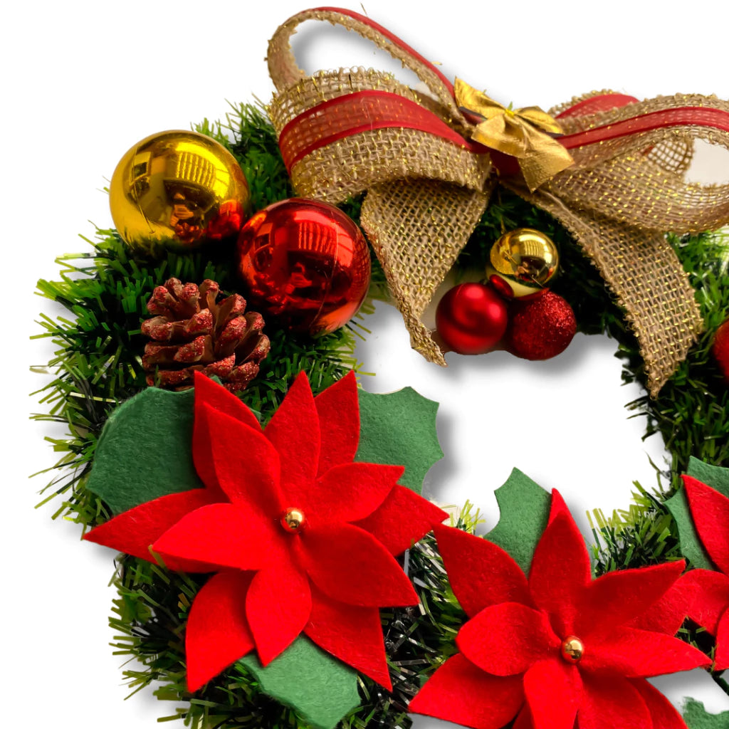 Guirlanda de Natal Artesanal com Laço e Folhagens Encanto e Tradição