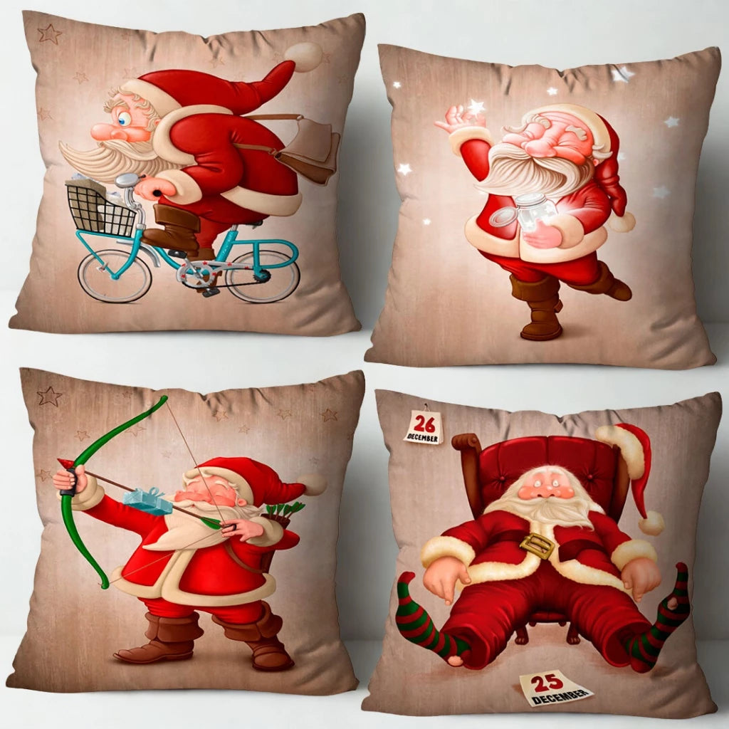 Kit 4 Capas para Almofadas Natalinas Transforme sua Casa com o Espírito do Natal