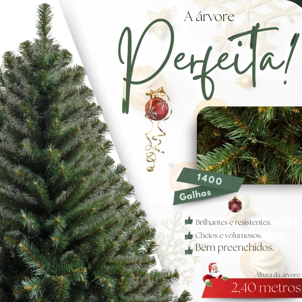 Árvore de Natal Super Cheia Premium Realista – Edição Exclusiva 2025 (2,40m)