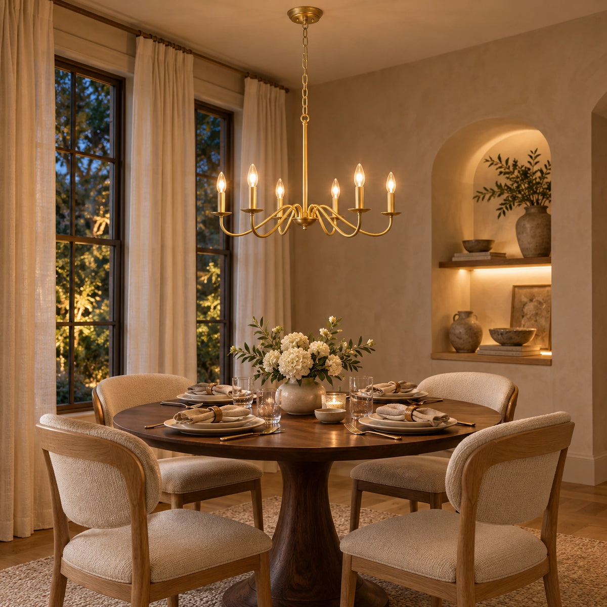 Lustre Candelabro 6 Velas Ferro Preto ou Dourado Vila