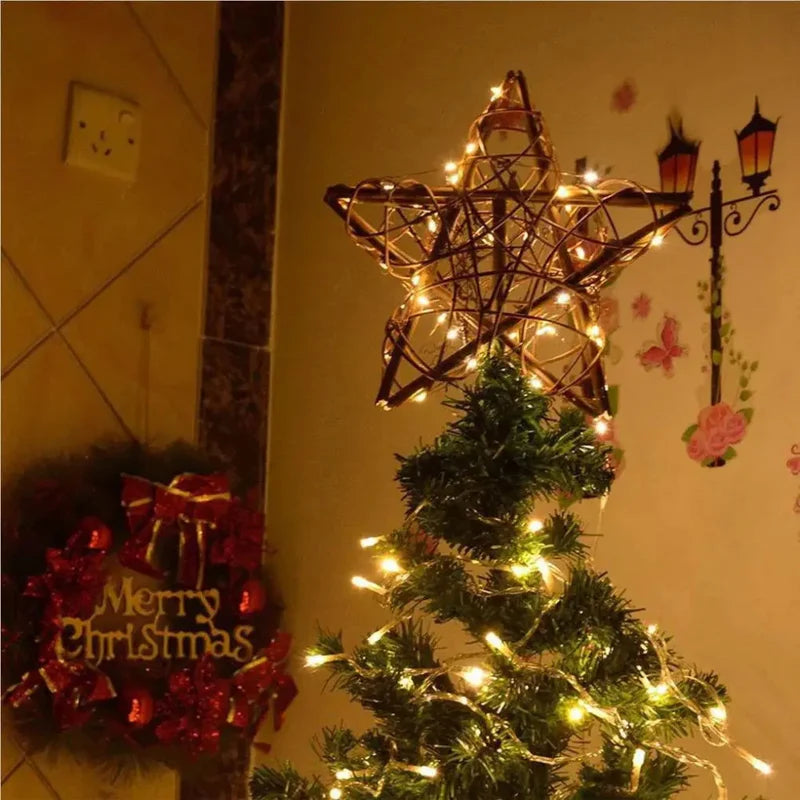 Estrela LED Rústica para Topo de Árvore de Natal Decorativa Zelar