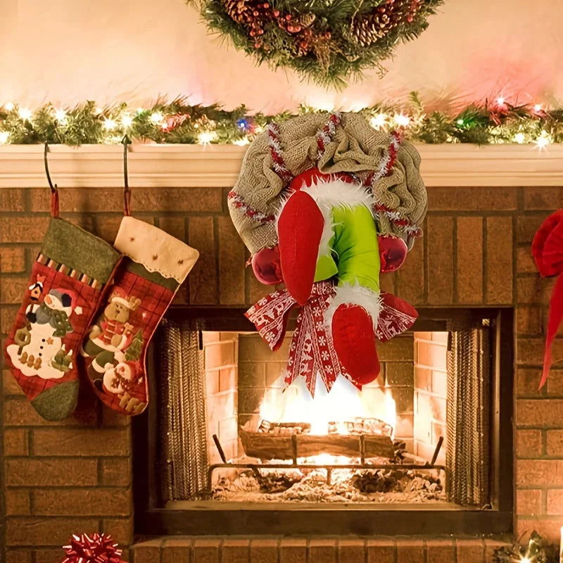 Guirlanda Natalina com Pernas de Duende Para Porta Tradição e Encanto