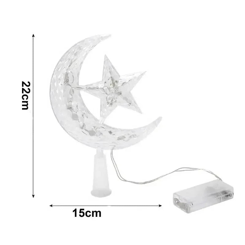 Lâmpada de LED Lua e Estrela para Topo de Árvore Um Brilho Celestial para o Seu Natal