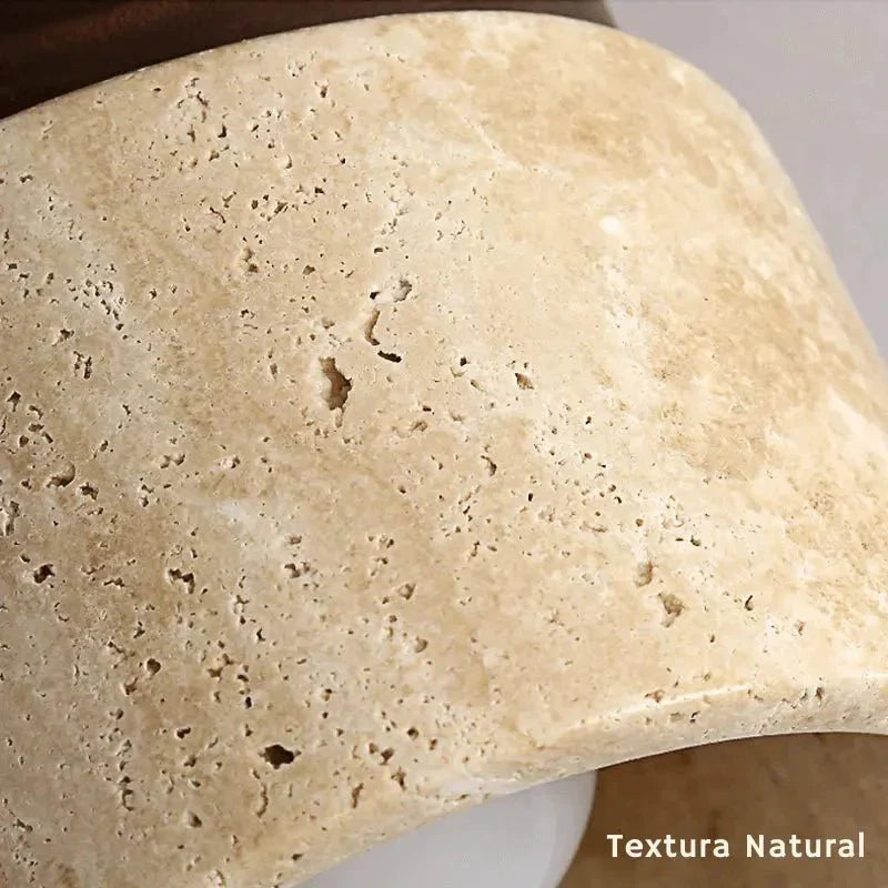 Lustre Pedra Travertino com Textura Natural e Iluminação Aconchegante