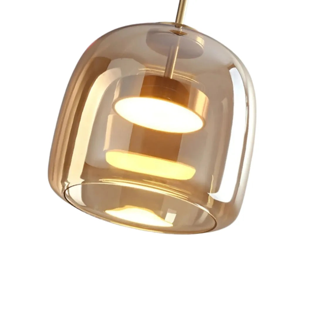 Luminária Pendente Vidro Âmbar ou Fumê LED Dimerizável Aurum