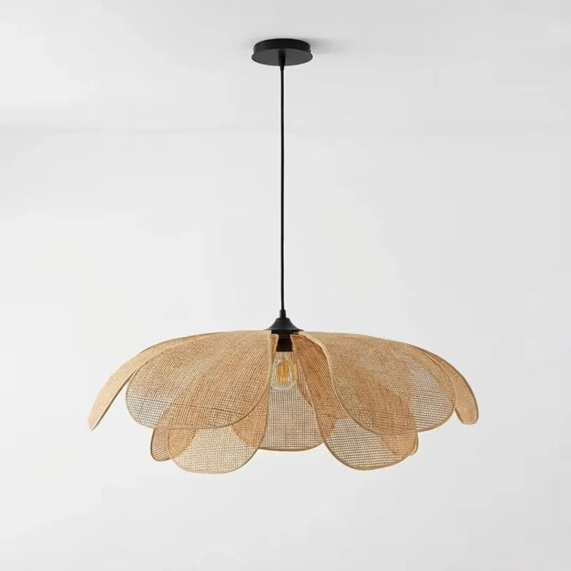 Luminária Pendente Minimalista Palha Natural Rattan