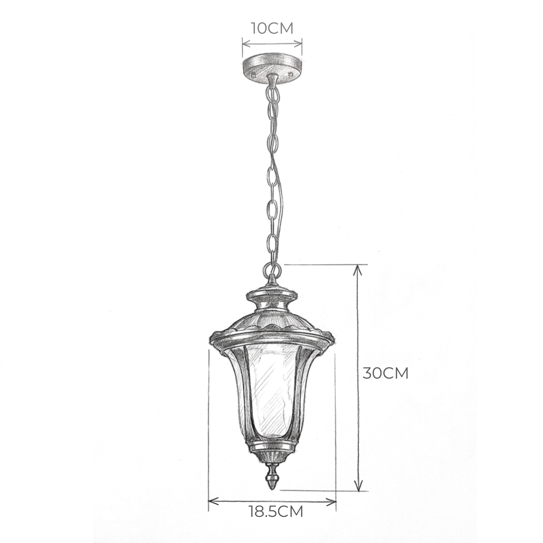 Luminária Pendente Colonial Vidro Martelado Évora