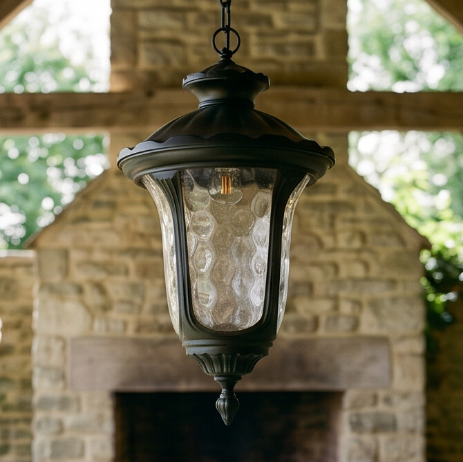 Luminária Pendente Colonial Vidro Martelado Évora