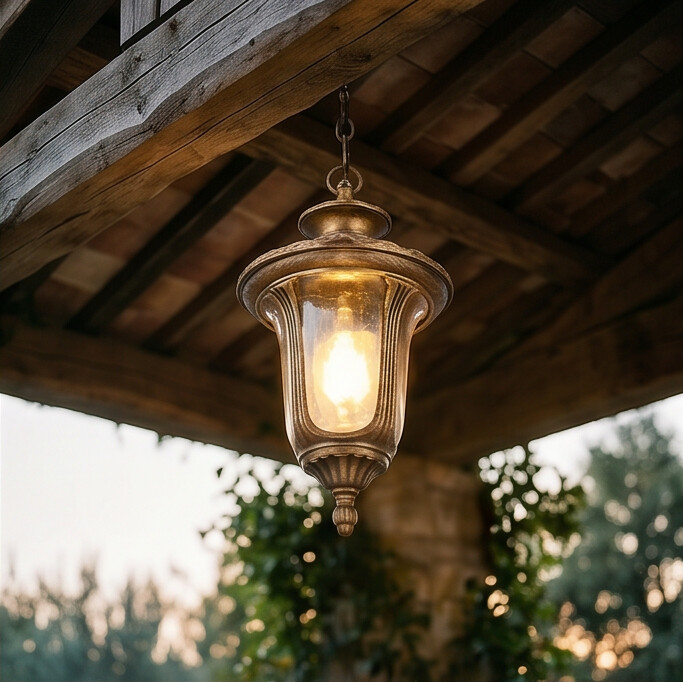 Luminária Pendente Colonial Vidro Martelado Évora