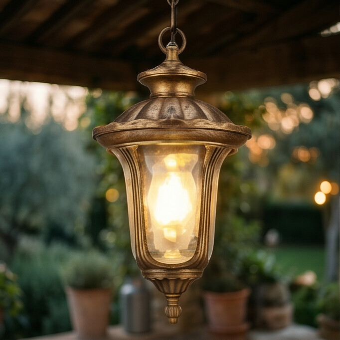 Luminária Pendente Colonial Vidro Martelado Évora