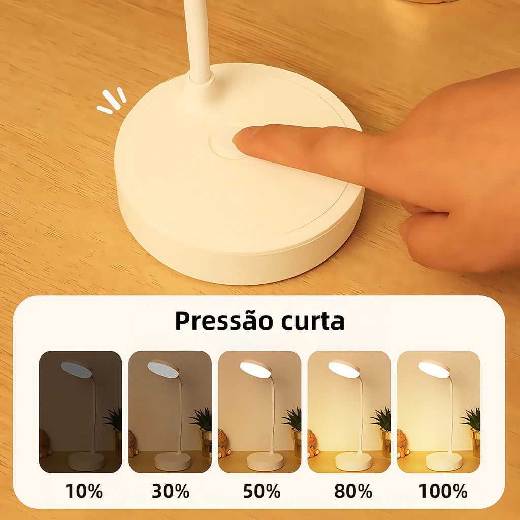 Luminária de Mesa LED Sem Fio Recarregável – Iluminação Touch com Proteção Ocular