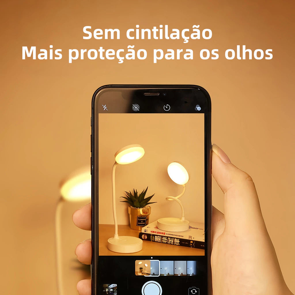 Luminária de Mesa LED Sem Fio Recarregável – Iluminação Touch com Proteção Ocular