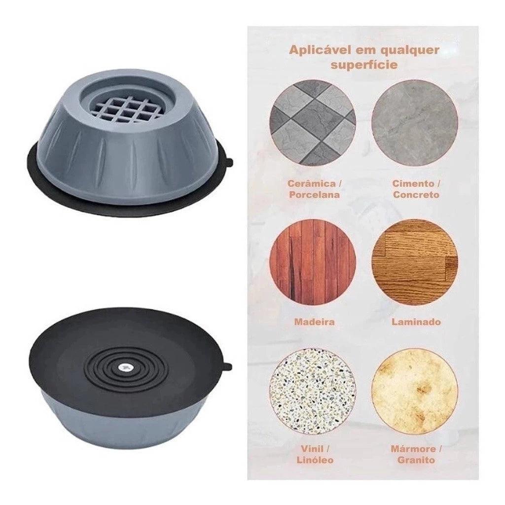 Kit 4 Pés Anti Vibração para Máquina de Lavar – Estabilidade e Silêncio