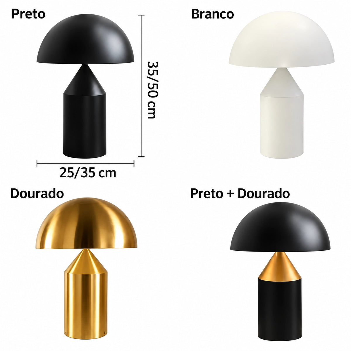Abajur Cogumelo Luminária de Mesa em Metal Bellora
