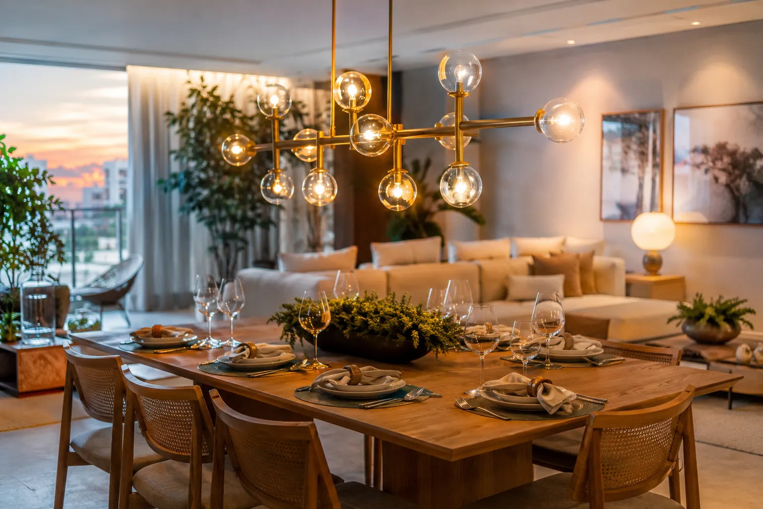 Lustre para sala e sala de jantar: como acertar tamanho e altura