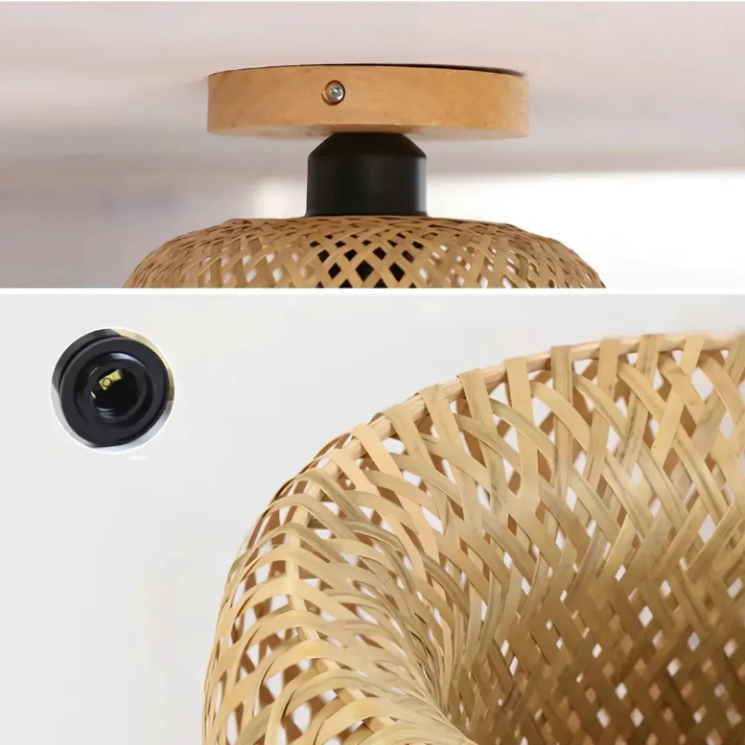 Plafon de Teto Bambu Artesanal Iluminação Sofisticada com Consciência Natural
