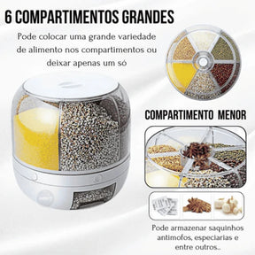 Dispensador Giratório 360° para Arroz e Grãos Zelar
