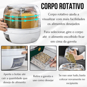 Dispensador Giratório 360° para Arroz e Grãos Zelar