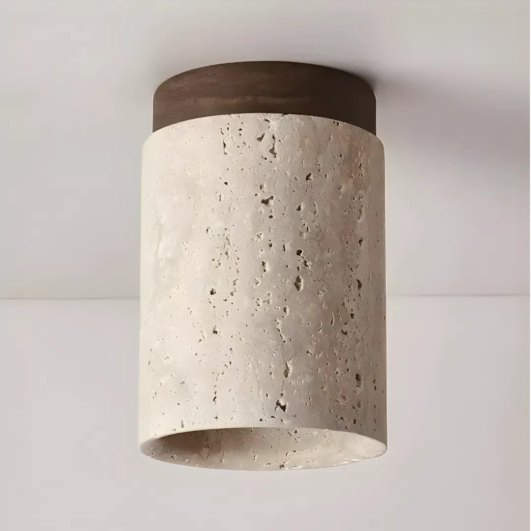 Lustre Pedra Travertino com Textura Natural e Iluminação Aconchegante