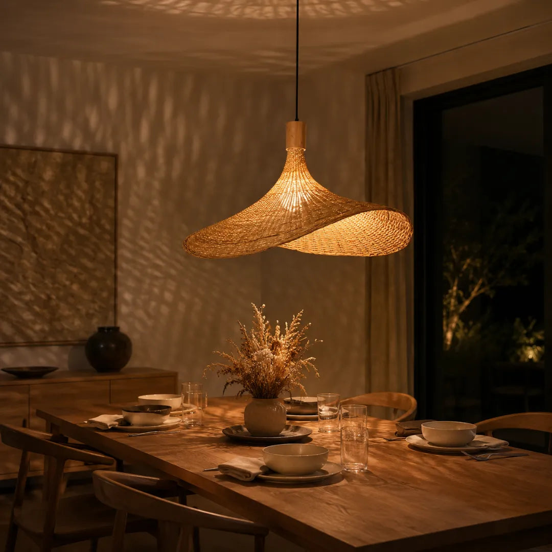 Luminária Pendente de Bambu Boho Suna
