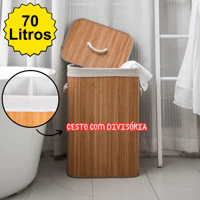 Cesto Grande de Bambu com Forro - Funcionalidade e Estilo