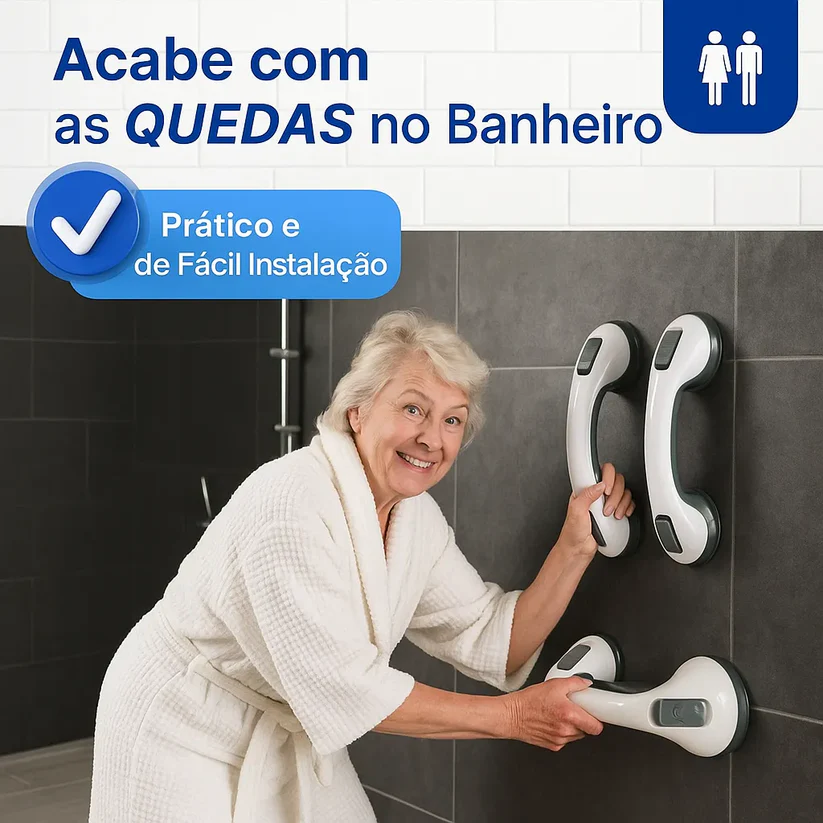 Barra de Apoio para Banheiro com Borrachas de Fixação Antiderrapantes Suporta até 150kg
