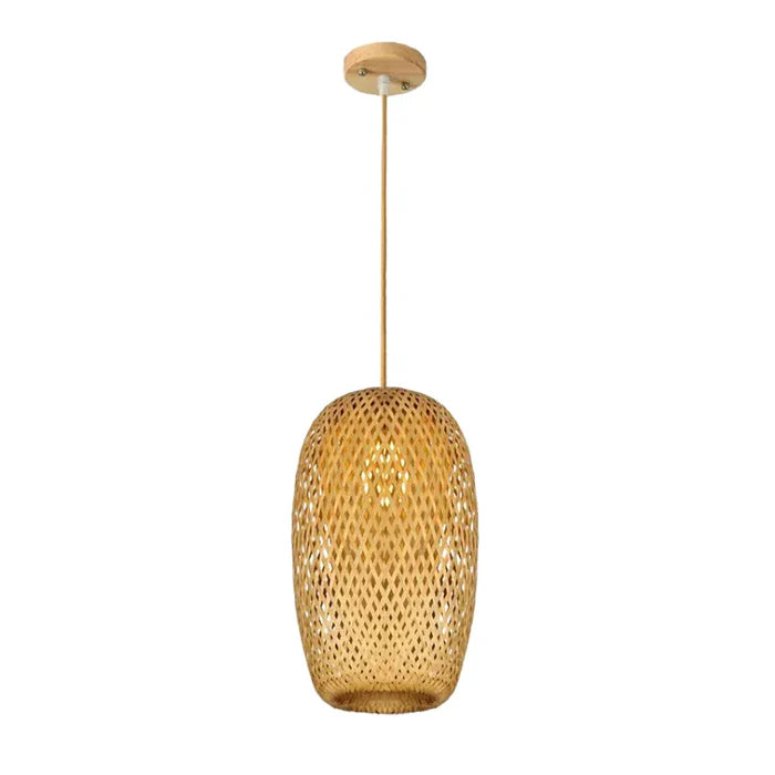 Luminária Pendente de Bambu Artesanal Estilo Japonês
