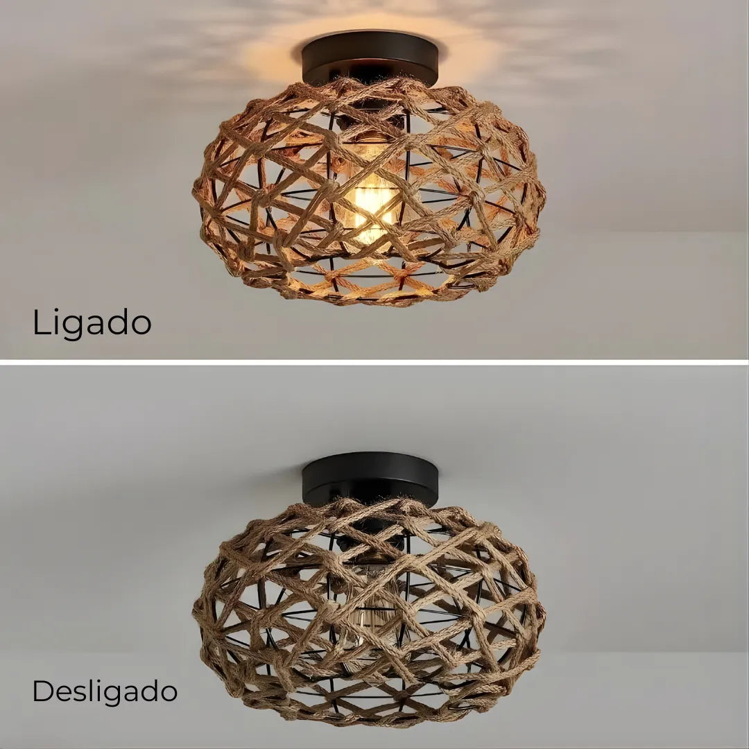 Luminária de Teto Plafon Oho-Chic – Estilo Retrô e Elegância Natural
