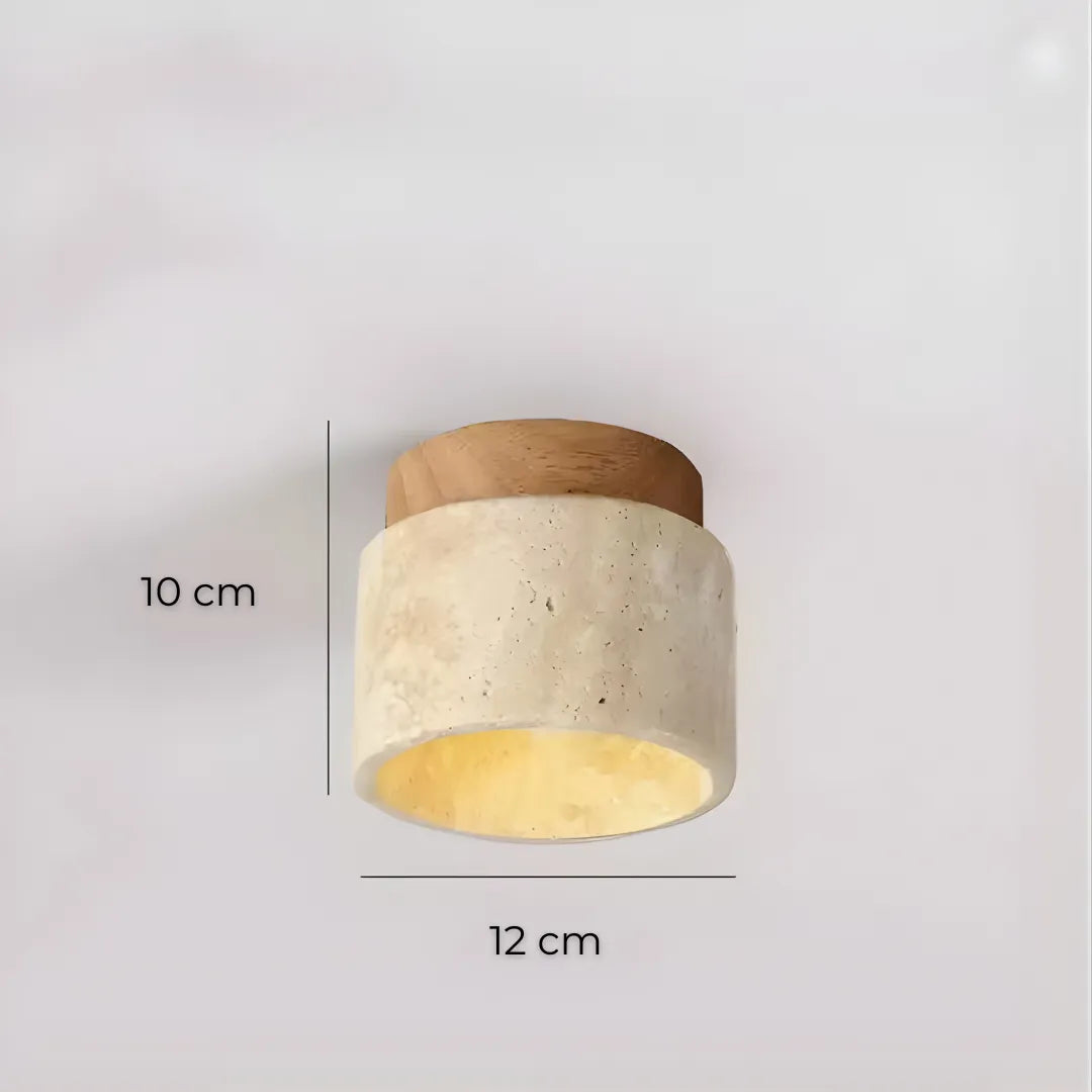 Lustre Pedra Travertino com Textura Natural e Iluminação Aconchegante