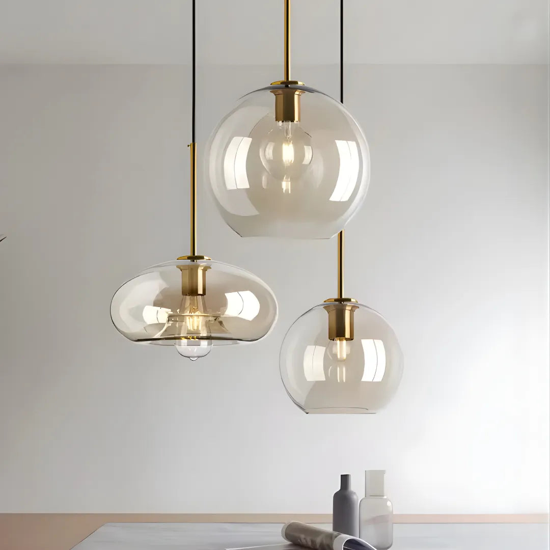 Pendente Loft Industrial em Vidro e Metal com Altura Ajustável e Design Moderno