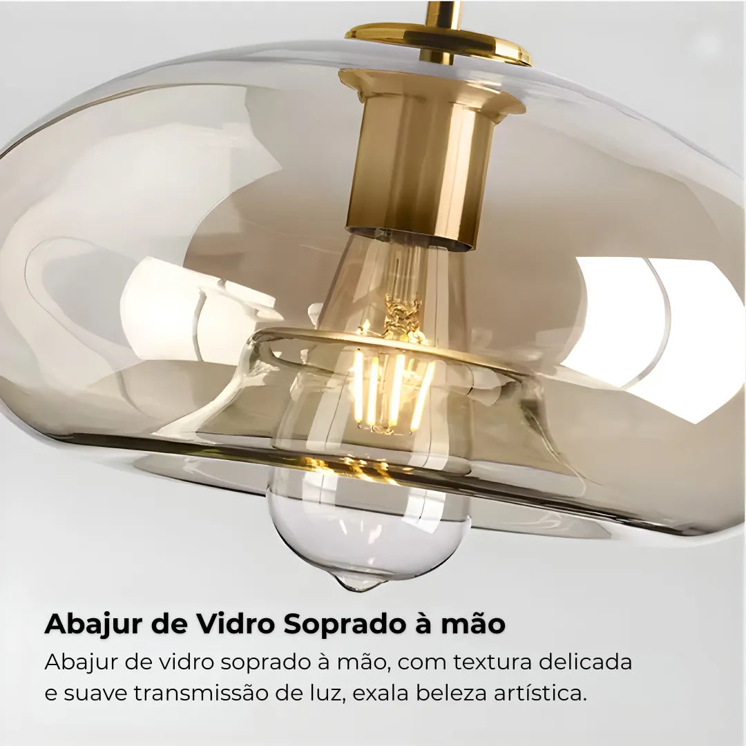 Pendente Loft Industrial em Vidro e Metal com Altura Ajustável e Design Moderno