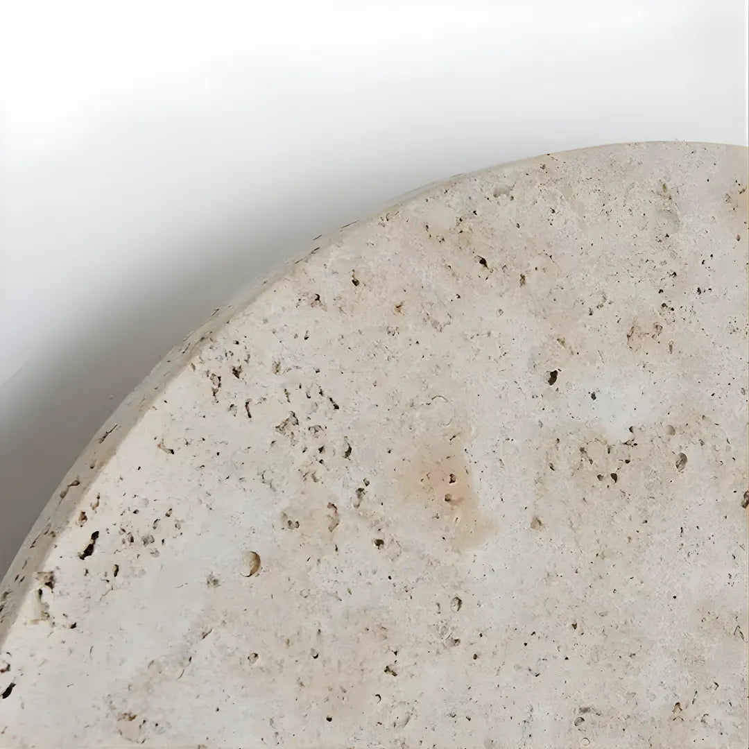 Arandela de Parede Redonda em Travertino Natural com Iluminação Backlight Elegância para Sala e Quarto