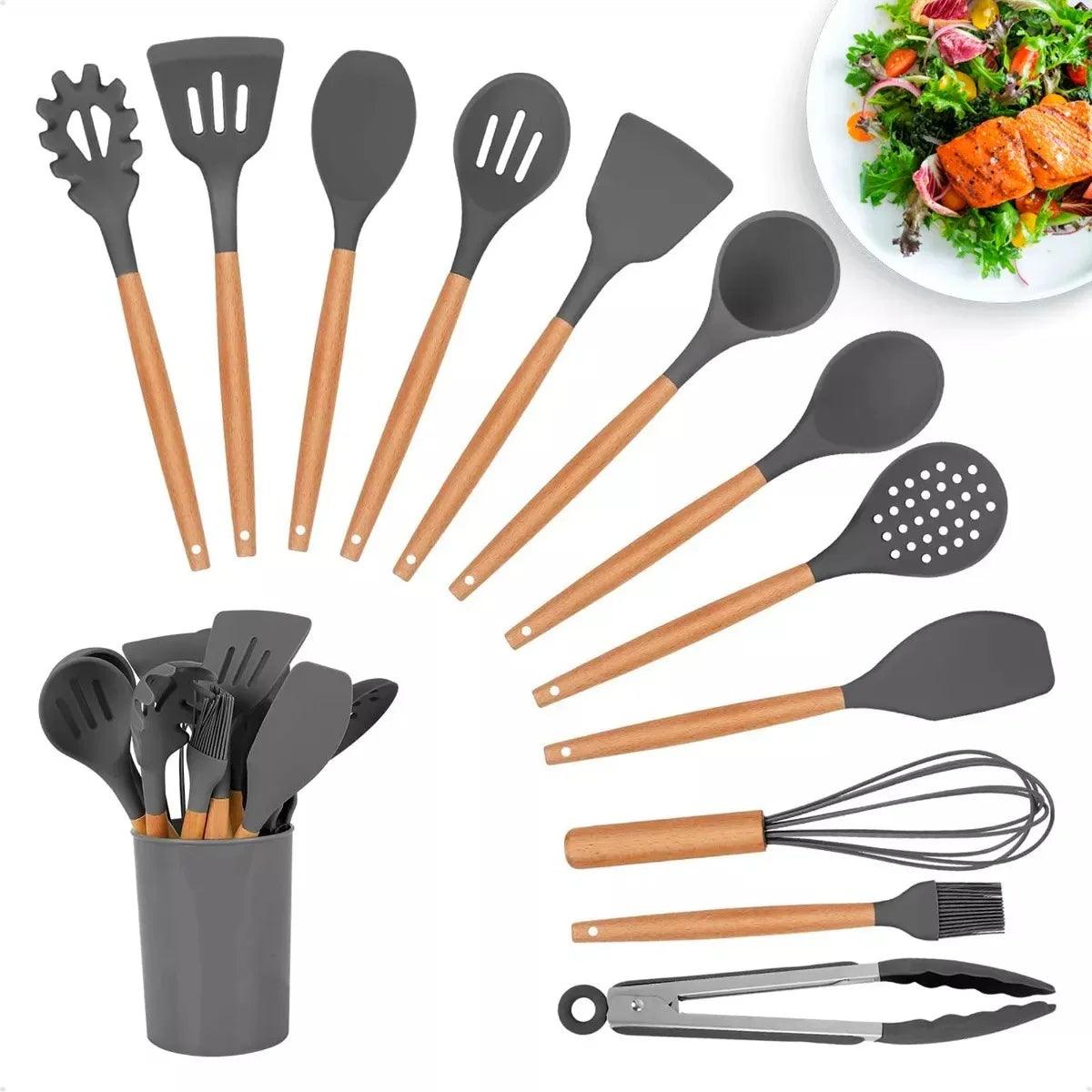 Conjunto 12 Utensílios de Silicone Resistente ao Calor | Duráveis e Sofisticados