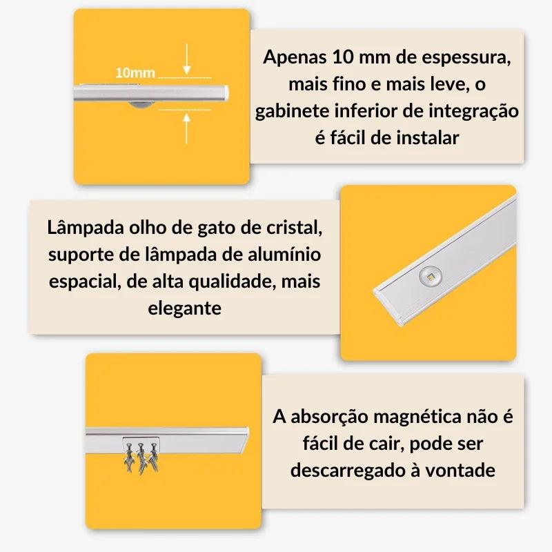 Luminária LED com Sensor de Movimento | Recarregável e sem Fio