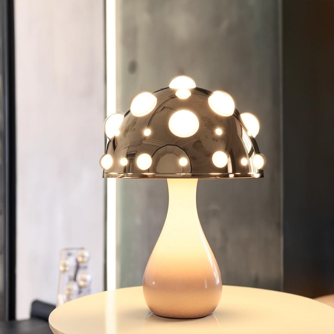 Abajur Cogumelo Luminária de Mesa Orb com Design Retrô e Iluminação Aconchegante