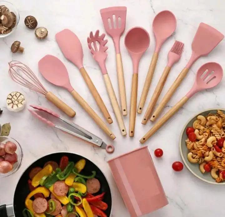 Conjunto 12 Utensílios de Silicone Resistente ao Calor | Duráveis e Sofisticados