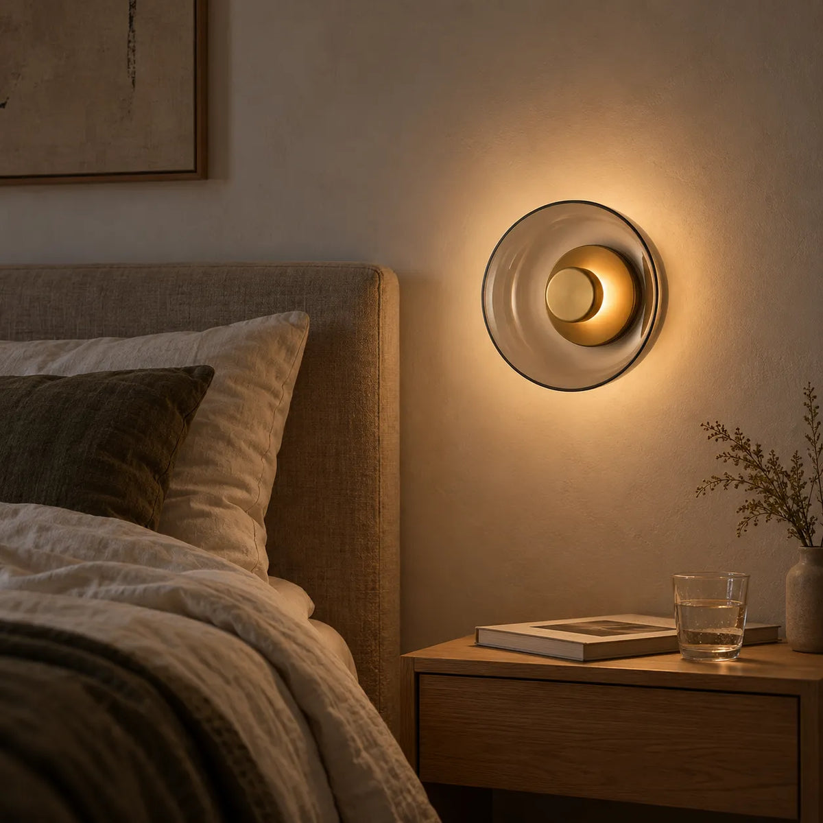 Arandela de Parede em Vidro Âmbar ou Fumê com LED Névoa