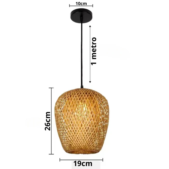 Luminária Pendente de Bambu Artesanal Estilo Japonês