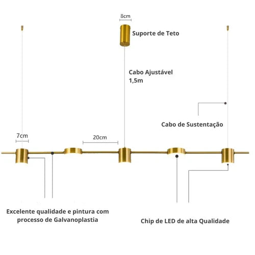 Lustre Pendente Moderno Dimerizável LED